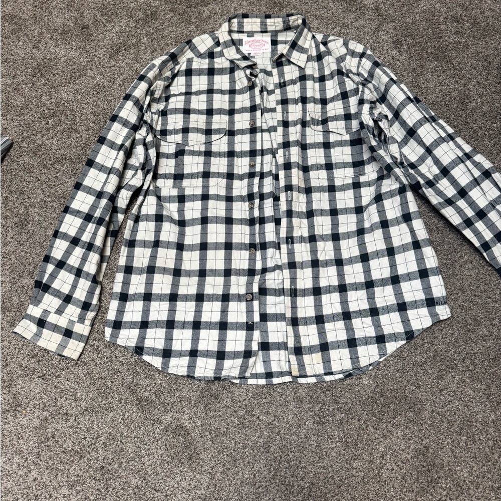 Filson Black and White Button Down Shirt Classic Check Design